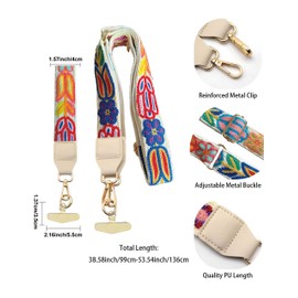 Tagbilang Phone Lanyard Crossbody Strap with Zippered Pouch, Clip and Go Strap for Phone with Wallet, Cute Flower Boho Embroidered 1.5'' Adjustable Crossbody Phone Strap