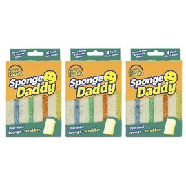Scrub Daddy Modelo Sponge Daddy Fibra+Esponja 3 Paquetes de 4 Esponjas c/u