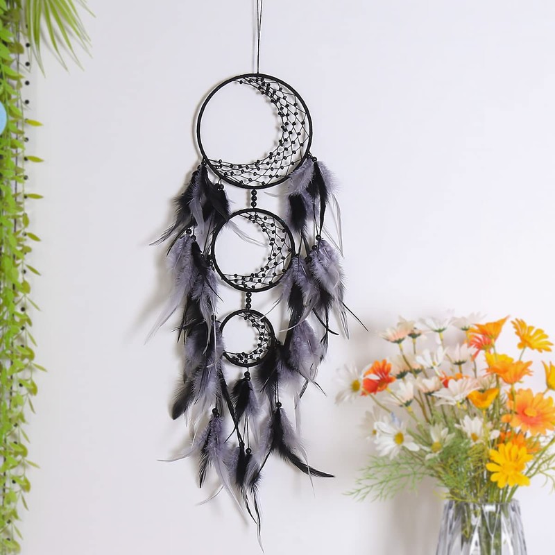 Zingtsing 3 Rings Moon Dream Catcher Hanging Decor Dreamcatcher Wall