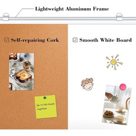 WALGLASS Combination Magnetic White Board & Cork Board, 20"x30" Cork Board White Board Combo for School, Office&Home, Dry Erase Board Bulletin Board with Removable Tray, Pins, Eraser, Markers&Magnets