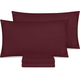Utopia Bedding Cushion Covers Pack of 4 – Pillowcases (50 x 75 cm) – Soft Brushed Polyester Microfibre with Envelope Closure (Burgundy)