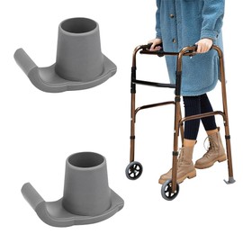 Rukinovi 2Pcs Walker Ski Glides for Folding Walkers,Walkers for Seniors,Easy to Use Rubber Walker Glides,Walker Feet Replacement,One Pair,Gray Walker Accessories