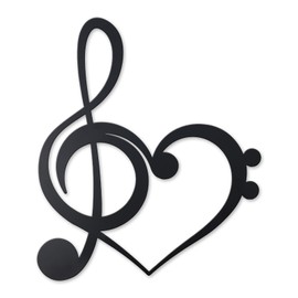 KOYILTD Heart Music Room Decor Black Metal Wall Art Music Note Decoration Heart Wall Decor Living Room Wall Art Vintage Hanging Sign for Bedroom Living Room (Contracted)