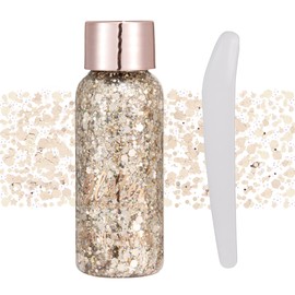 GL-Turelifes Mermaid Sequins Chunky Glitter Liquid Eyeshadow Glitter Body Gel Festival Glitter Cosmetic Face Hair Nails Makeup Long Lasting Sparkling 30 g (#103 Champagne)