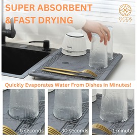 Stone Drying Mat, Drying Stone For Kitchen Counter, Grey Stone Dish Drying Mat, 15.8 x11.8" Dish Drying Stone, Stone Mat For Kitchen Sink, Quick Dry Stone Kitchen Diatomaceous Earth Dish Drying Mat