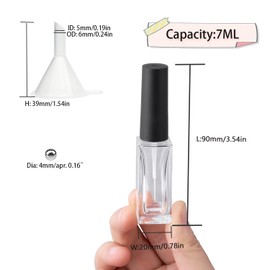 Agidea Nail Art Liner Empty Bottles 7ML, 6 Pack Empty Blooming Nail Polish Bottles with Brush & Mixing Balls & Funnels for Nail Decoration DIY Art (Not for Gel) (BLACK)