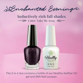 SNS Nail UV Gel and Nail Polish Lacquer Combo, Enchanted Evening - Take Ma Away (Brown) - Long-Lasting Nail Color, Gel & Lacquer Duo Lasts 14 Days - UV Lamp Required - 0.5 Fl Oz