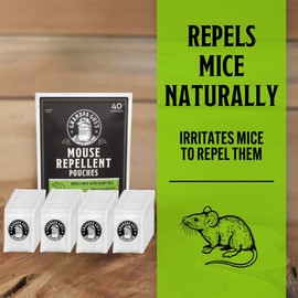 Grandpa Gus’s Extra-Strength Mouse Repellent Pouches, Peppermint & Cinnamon Oil, Natural Rodent Deterrent Control for Garage, RV, Car, Basement, Attic, Storage, 1.75 Oz (Pack of 40)