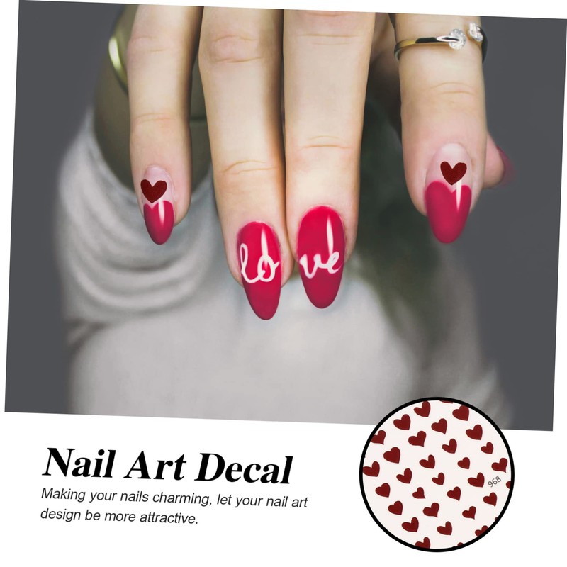 Minkissy 16sheets Nail Sticker Decals Heart Press Nails Art Stickers