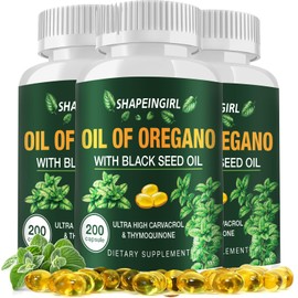 Oil of Oregano Capsules with Black Seed Oil - Organic Oregano Oil Supplement 600 Softgels, High Potency Carvacrol & Thymoquinone, Non-GMO, Immune Support, Digestive Respiratory Health