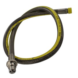 SPARES2GO Universal Oven Cooker Gas Supply Hose, PTFE Pipe Tape & Angled Connector (4ft 1/2 inch, Straight Bayonet, BS EN14800 CE)