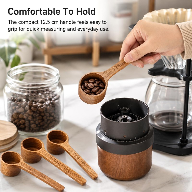 4 Pcs Coffee Acacia Wooden Scoop for Canisters Jars,15ml 1