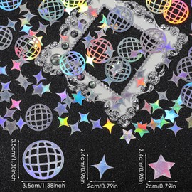 Pack of 200 Silver Table Confetti Disco Ball Decoration Glitter, Disco Ball Decoration, Table Decoration Glitter Confetti, Table Decoration, Disco Glitter Confetti for Hippie Retro Birthday Parties