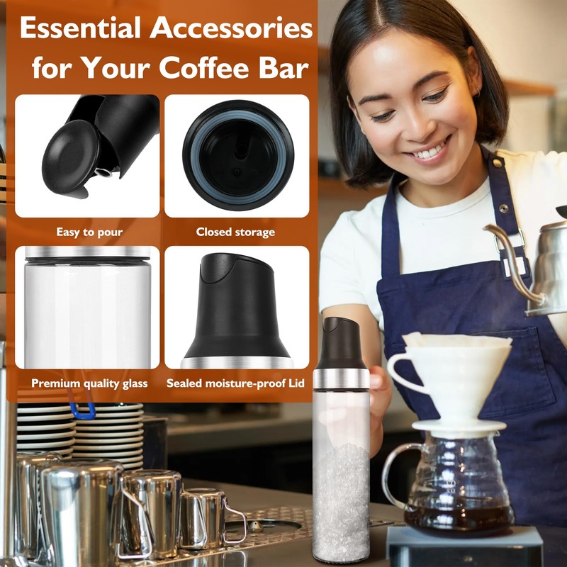 Loscarol Sugar Dispenser with Pour Spout, 17 oz Glass Sugar