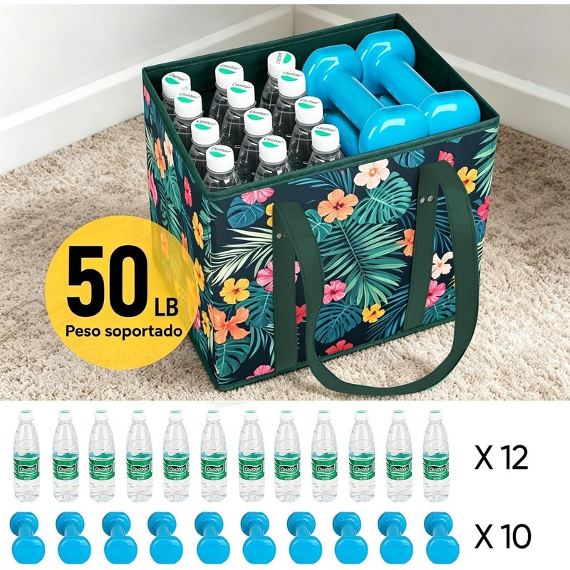 3PCS bolsas de la compra reutilizables,plegables,con base y asas reforzadas