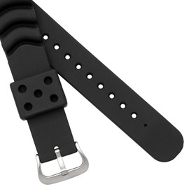 CREPHA Watch Strap, 0.7 inches (18 mm), Urethane Resin Belt, Easy, Includes Tools, Black, Black, 20 mm, Curved