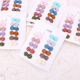 12 PCS Baby Bow Bangs Hair Clips Tiny Snap Clip for Infant Toddler Girl Mini Grosgrain Ribbon Hair Bow Barrettes Girls Hair Accessories (Tiny bow 1.2" 12 Colors)