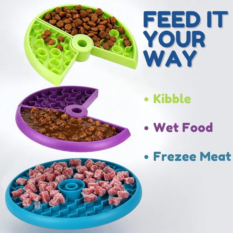 SOLDAY 3-Layer Slow Feeder Dog Bowl with Interactive Puzzle &