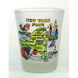 World By Shotglass New York Map Frosted Shot Glass