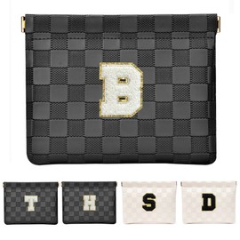 HIGH FIT Leather Pocket Cosmetic Bag for Purse,Initial Makeup Bag Lipstick Cosmetic Accessories Organizer (B, Black)