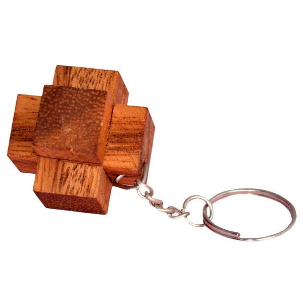 Key interlock puzzle key ring, cube mini garwood puzzle, wooden