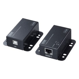 Sanwa Supply USB-EXSET3 USB 2.0 Extender, Up to 166.2 ft (50 m) Extender, 2 Port Hub