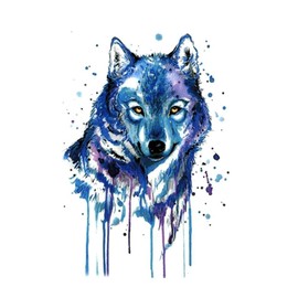 EROSPA® Temporary Tattoo Sheet / Sticker - Wolf Head - Waterproof