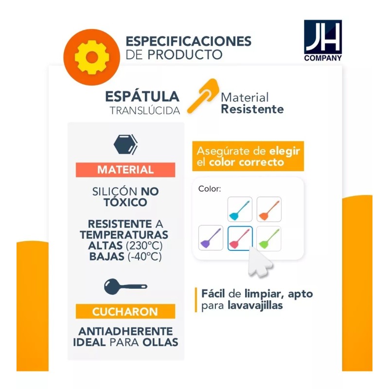 J.H. Company Volteador Espatula Silicon Utensilio Antiadherente 9787