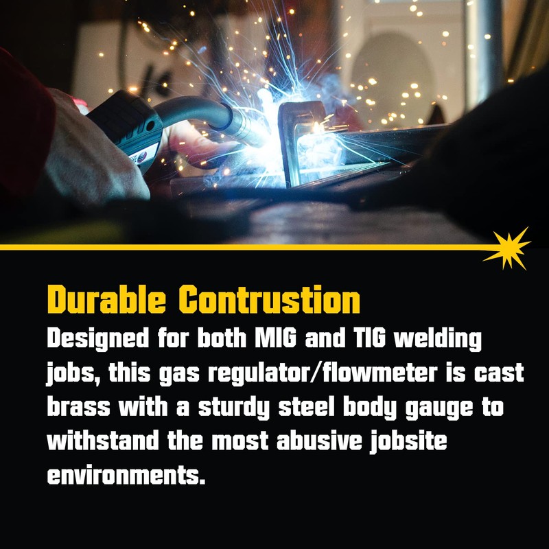 PrimeWeld Welding Flow Meter Regulator, CO2, Argon, Helium, Dual Meter,