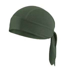 Unbranded Do Rag Skull Cap Helmet Liner Cooling Mesh Bandana Cap Sweat Dew Rags Head Cover - Army Green