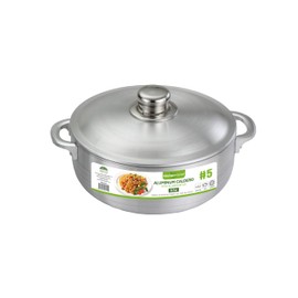 Kitchen Sense Aluminum Caldero Pot with Lid 3.7 Quart Dutch Oven, Nonstick Surface, Ideal for Stew, Braising, Boiling, Cooking Rice, Large Meals, Traditional Spanish and Puerto Rican Cuisine