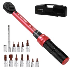 ATsafepro 1/4 Torque Wrench-3-25 Nm/26.6-221.3 in.lb,Inch Pound Torque Wrench for Bike, Bicycle Maintenance,Bike Torque Wrench-Dual Range Scales and Dual-Direction,14-Piece Bicycle Torque Wrench