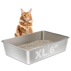 Stainless Steel Litter Box XL, 23.6" X 15.7" X 6" Steel Litter Box,Extra Large Metal Litterbox for Big Cat, Multiple Cats,Non Stick and No Smell, Easy Cleaning