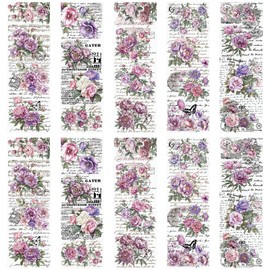 WANDIC 10 Sheets Rub On Transfer Sticker, Lavender Purple Flower Stickers for DIY Scrapbooking Photo Albums Furniture,11.8 * 3.9in