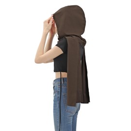 KUOIN Apocalyptic Hooded Scarf Linen Shawl Wrap Vintage Cowl Medieval Costume (Brown)
