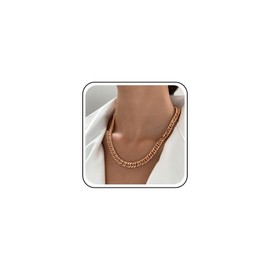 Inateannal Punk Cuban Choker Necklace Gold Chunky Chain Necklace Miami Cuban Link Chain Vintage Thick Curb Hiphop Necklace Jewellery for Women and Girls, Zinc