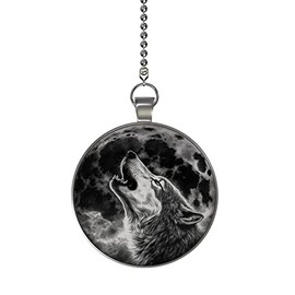 Gotham Decor Wolf in The Mist Glow in The Dark Ceiling Fan and Light Pull Chain Pendant