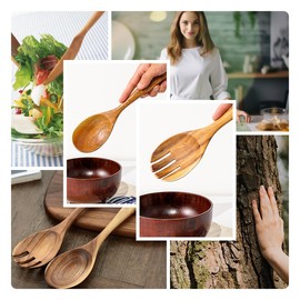 13-Inch Wooden Spoons for Salad Serving, Teak Wood Salad Spoon Set of 2, Teak Wooden Salad Serving Spoons Nonstick, BPA-Free & Resistant to High Heat