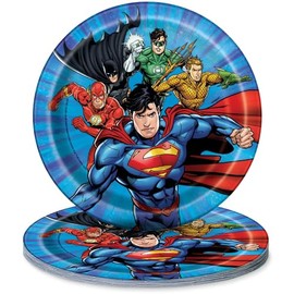 Unique Round Dessert Paper Plates - 7", Justice League, 8 Pcs