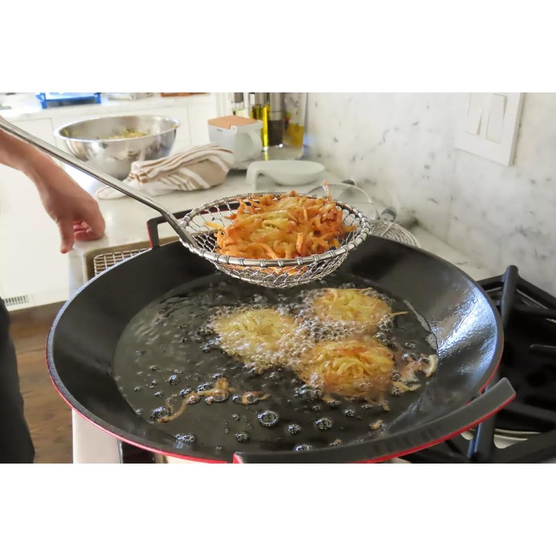 Spider Skimmer Strainer Spoon, 5-Inch Diameter, Stainless Steel Kitchen Wok