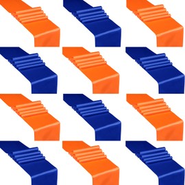 VitalCozy 12 Pcs Graduation Satin Table Runners 12 x 108 Grad Multicolor Long Satin Silk Table Runner Colorful for Wedding Birthday Party Banquet Xmas New Year Decor(Royal Blue, Orange)