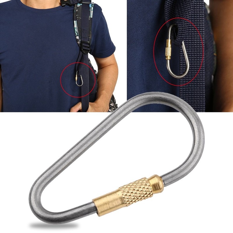 Multifunction Climbing Carabiner D-Shaped Ring Buckle Titanium Alloy Keychain for