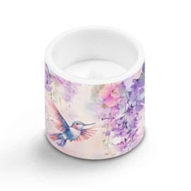 NETILGEN Purple Floral Hummingbird Flameless LED Candles Pack of 4 Color Changing Battery Operated Flickering LED Pillar Candles with Remote Timer Control