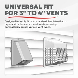 Deflecto Universal Bird Guard, Fits 3 inch to 4 inch Vent Hoods | Durable, Easy-to-Install & Prevents Birds, Rodents and Debris from Entering Dryer or Bathroom Exhaust | Strong Plastic Construction