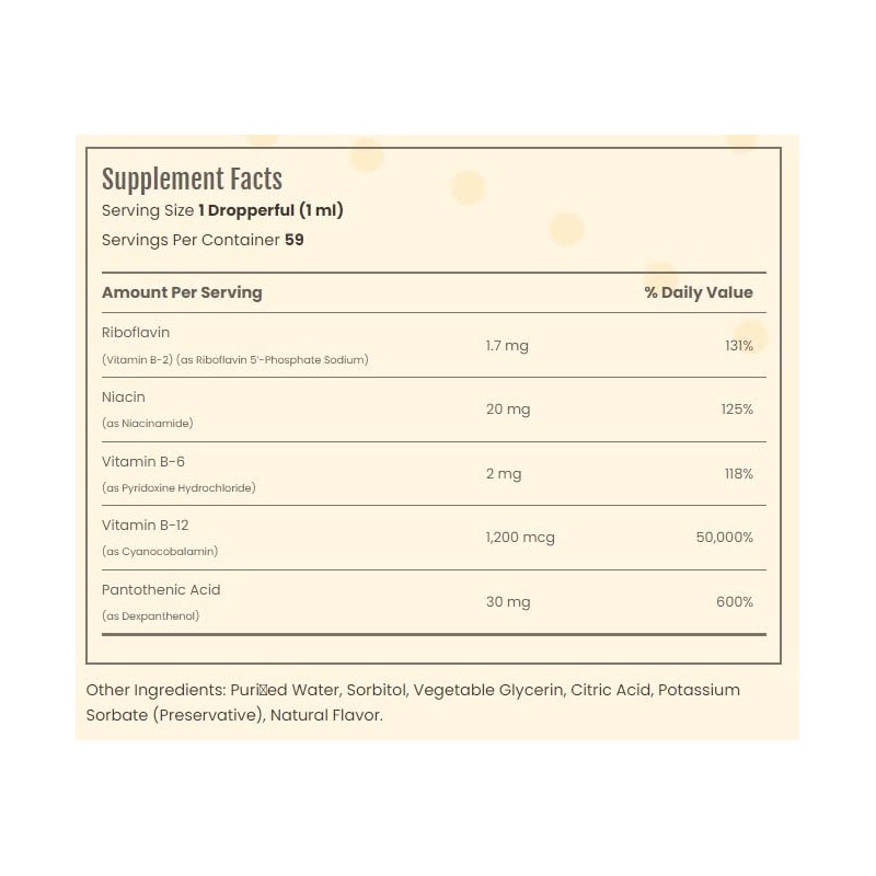 Sundance Vitamins B + B12 Complex 1200 mcg Liquid Natural