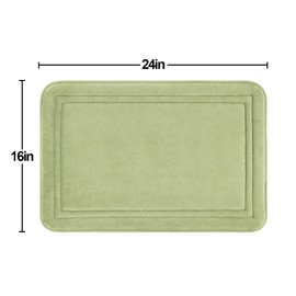ITSOFT Memory Foam Bath Mat Non Slip Absorbent Super Cozy Velvet Bathroom Rug Carpet, Machine Washable, 24 x 16 Inches Sage Green