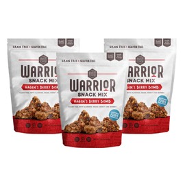 BeeFree Warrior Mix Gluten Free Granola - Chunky Granola Bites | Paleo, Low Carb, Grain Free, Preservative Free, Oat Free | Low Calorie Snacks | Hagen’s Berry Bomb, 9 Ounce Bags, 3 Pack