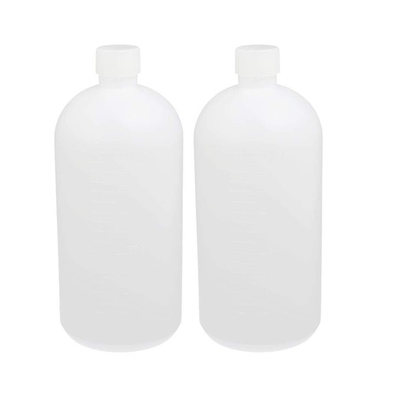 sourcing map 2Pcs 1L HDPE Plastic Clear White Narrow Mouth