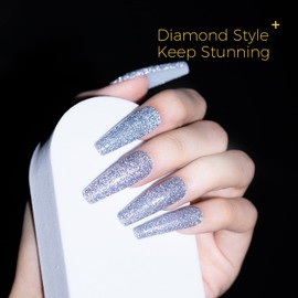 BURANO Reflective Glitter Gel Nail Polish, Grey Colors Gel Sparkly Diamond UV LED Gel Polish for Home DIY Manicure Nail Art Salon Using UV Lamp Required DG14