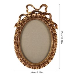 LUOZZY Oval Picture Frame European Style Photo Frame with Embossed Bow Picture Frame Antique Ornate Display Photo Frame for Home Wall Decor - Gold